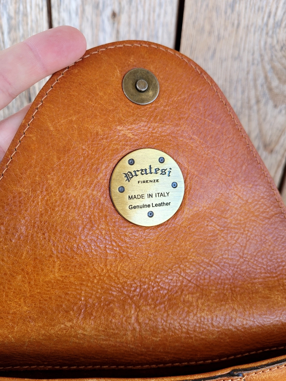 Gorgeous Pratesi Firenze Italian Leather Handbag In Cognac Brown - Picture 10 of 12